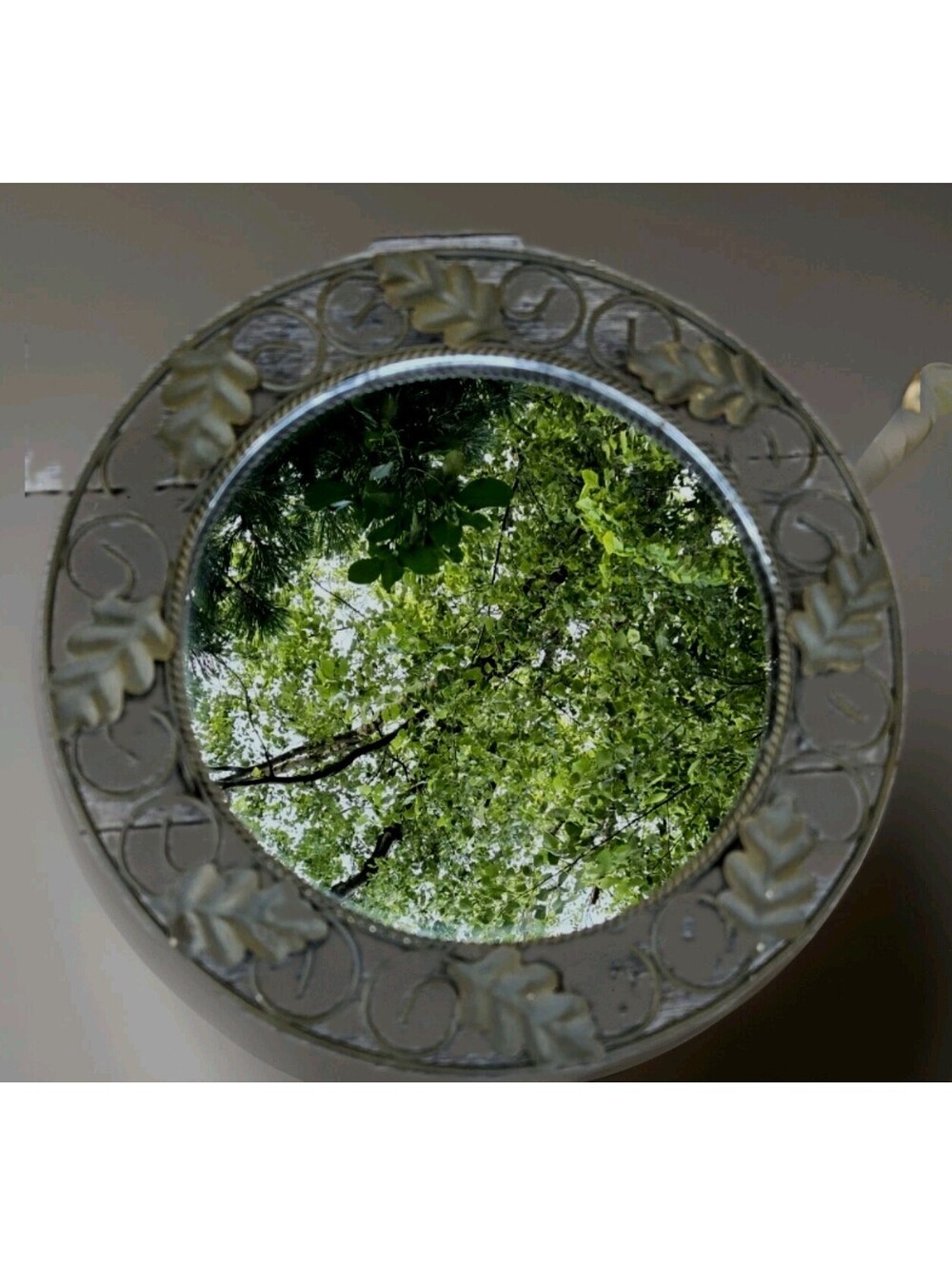 Unbranded 12" Metal Leaves & Scrolls Mirror Brown Framed Accent Wall Mirror